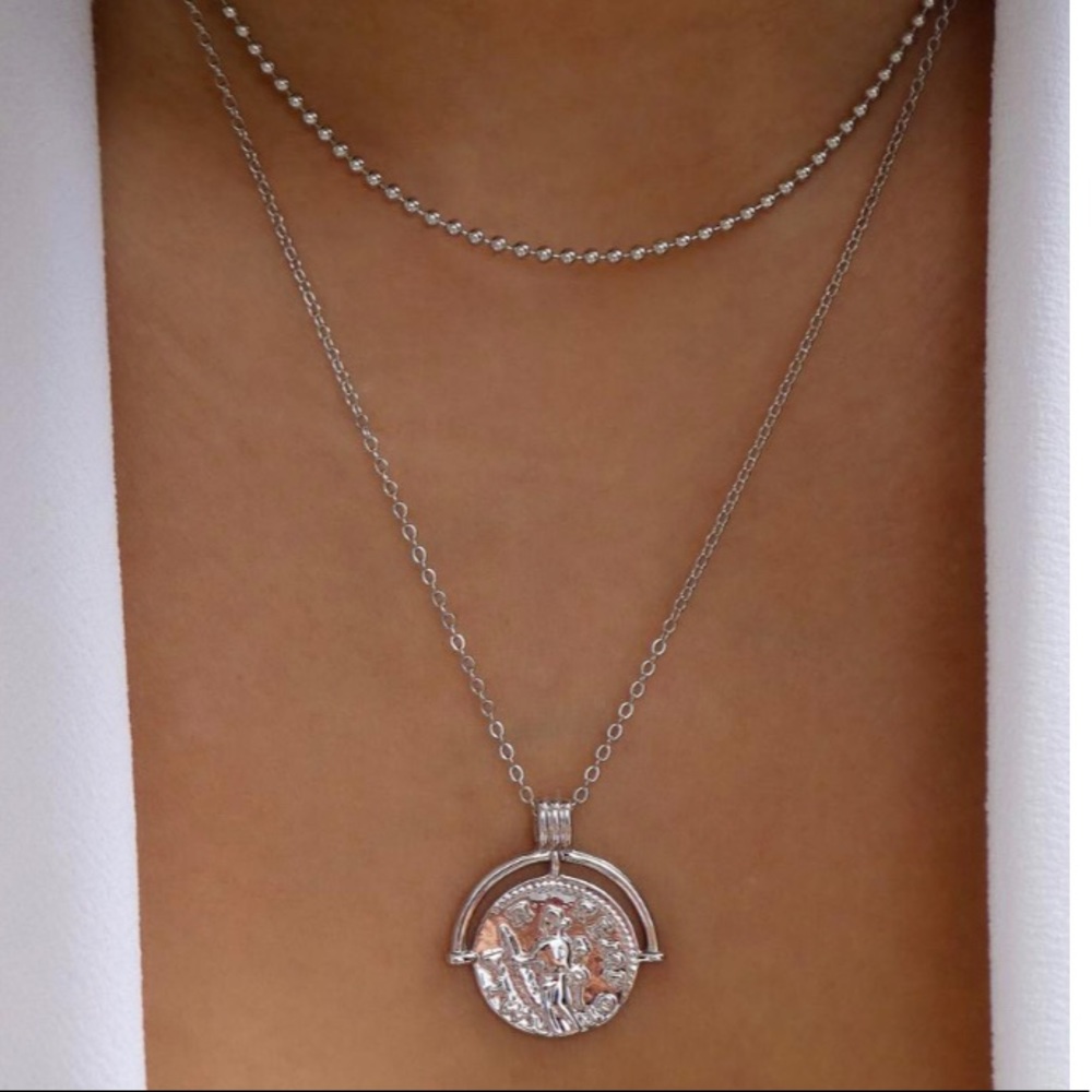 Silver Valentina Coin Necklace